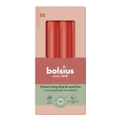 Bolsius Dinerkaarsen Delicate Red Ø20x170 mm 5 uur (4x 8 stuks)
