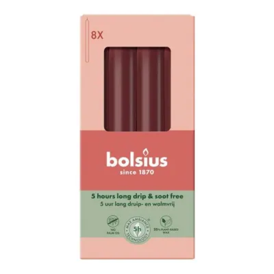 Bolsius Dinerkaarsen Velvet Red Ø20x170 mm 5 uur (4x 8 stuks)