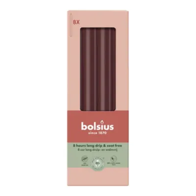Bolsius Dinerkaarsen Velvet Red Ø20x230 mm 8 uur (4x 8 stuks)