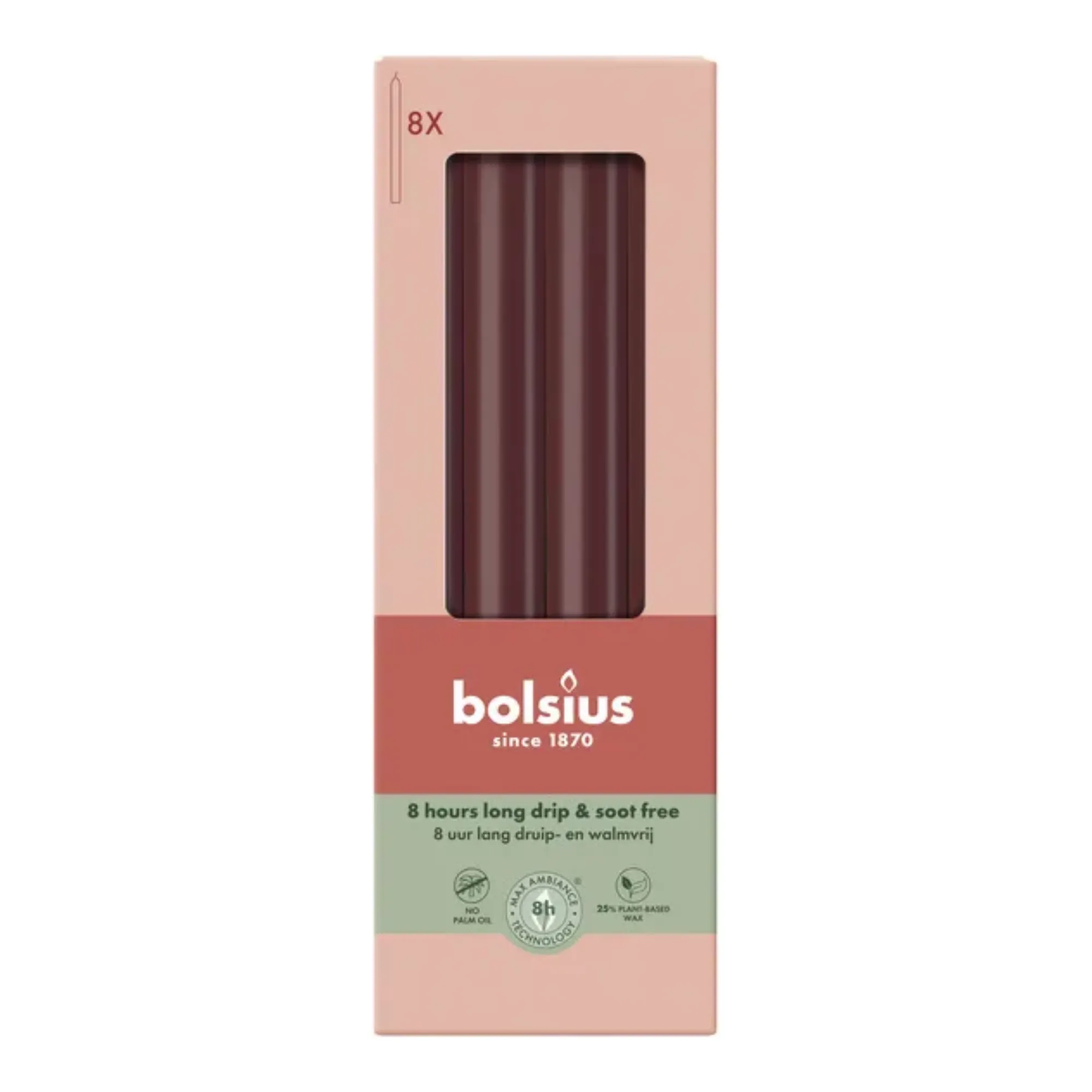 Bolsius Dinerkaarsen Velvet Red Ø20x230 mm 8 uur (4x 8 stuks)