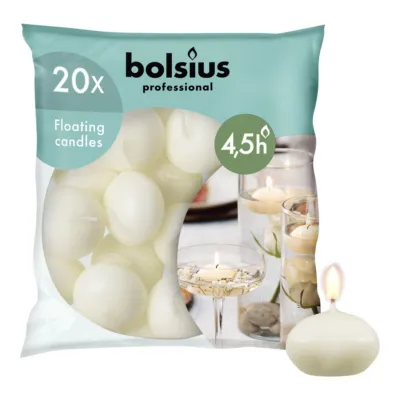 Bolsius Drijfkaarsen Ivoor Ø45x30 mm 4,5 uur (20 stuks)