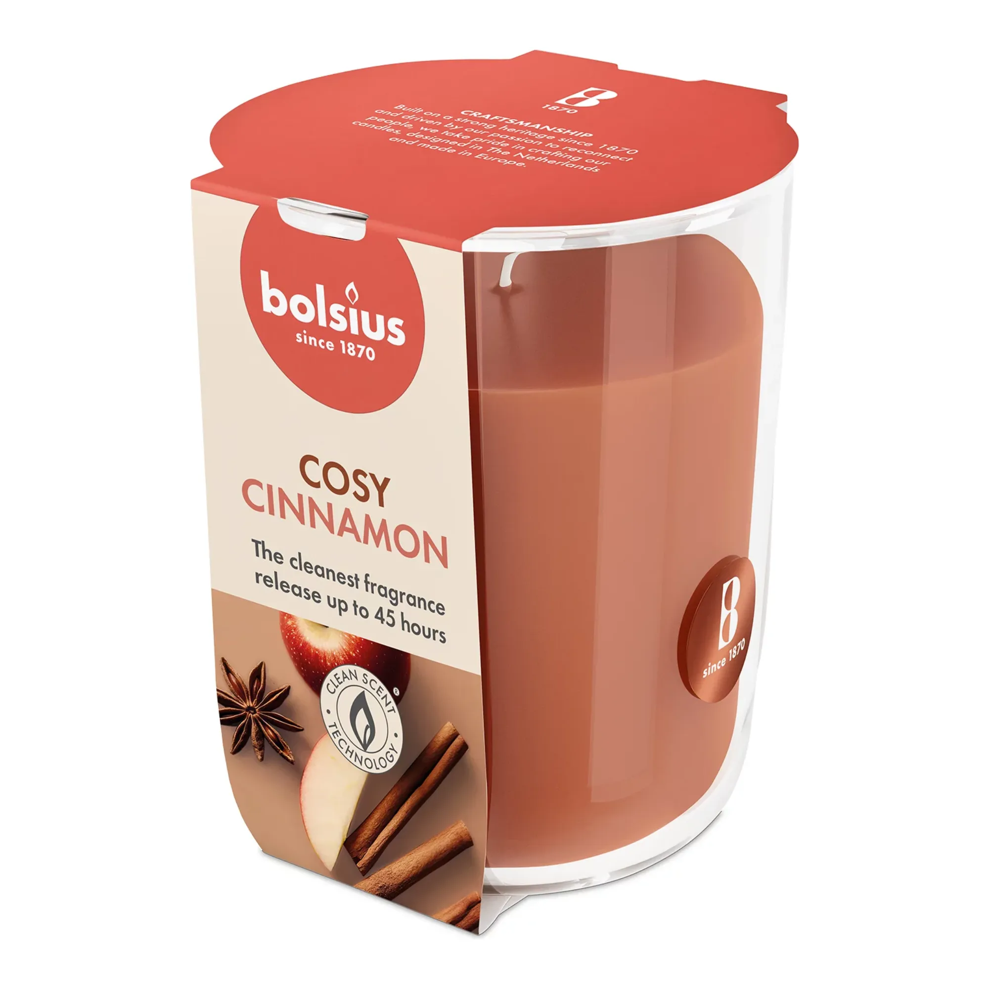 Bolsius Geurglas True Scents Apple Cinnamon Ø85x97 mm 45 uur (4 stuks)