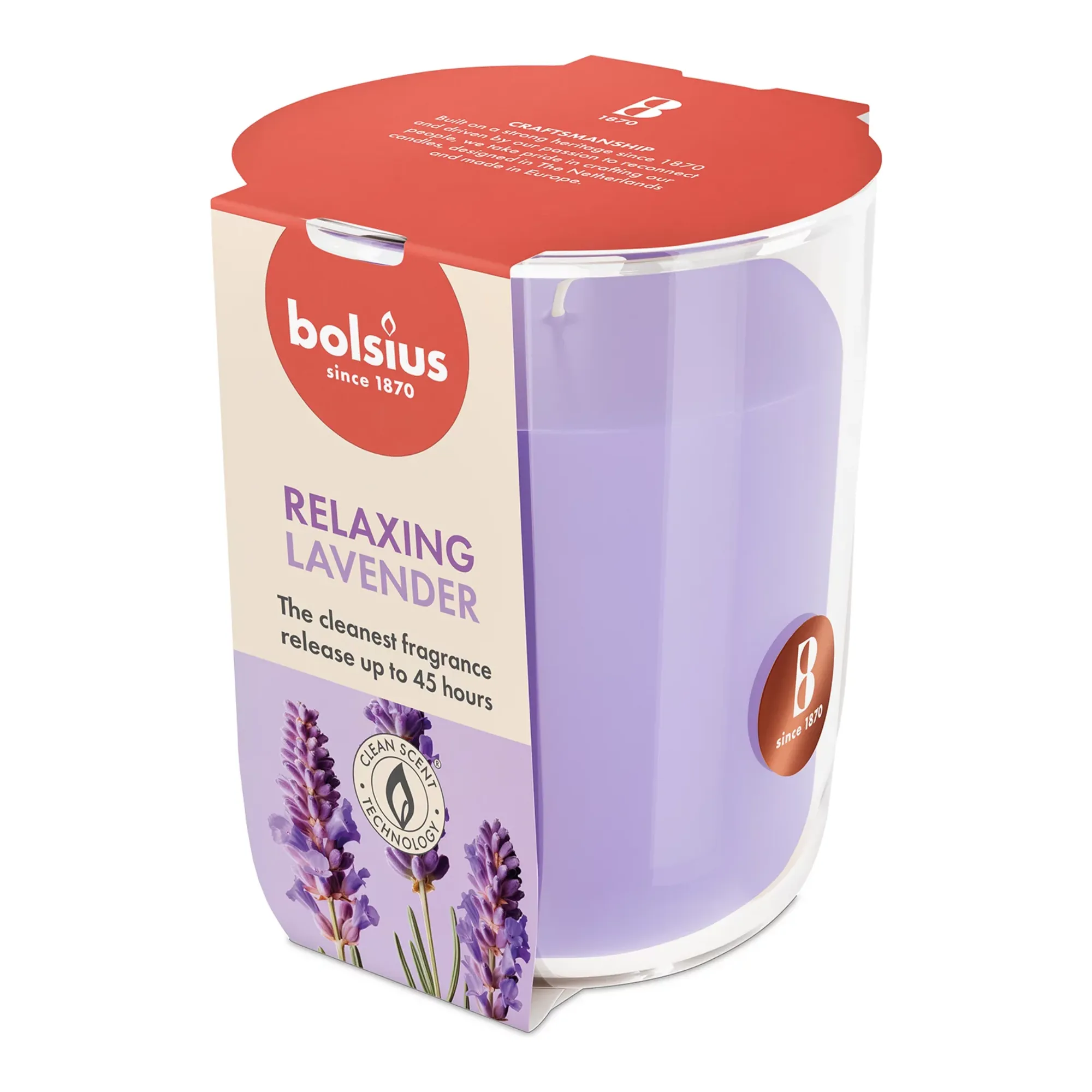 Bolsius Geurglas True Scents Lavender Ø85x97 mm 45 uur (4 stuks)