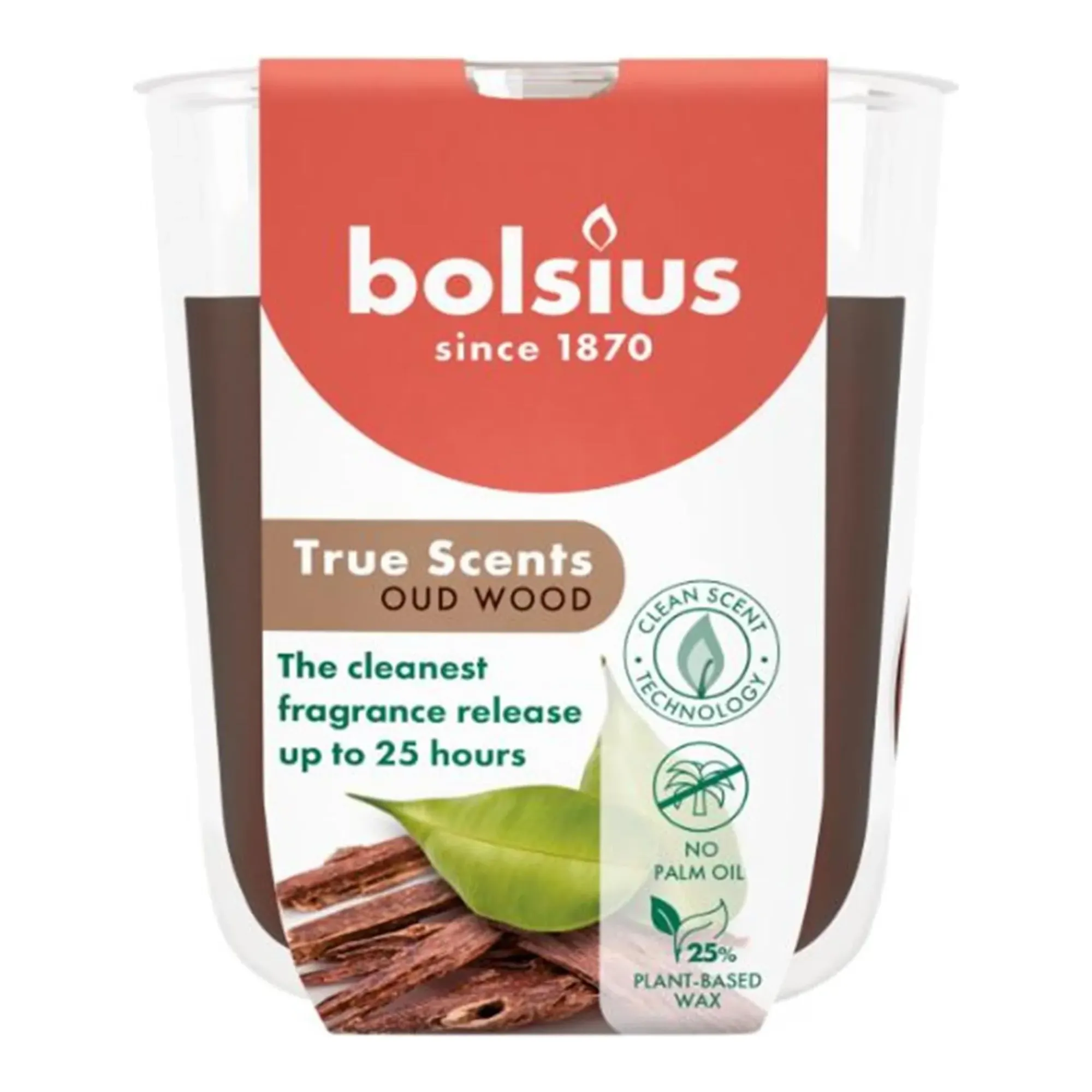 Bolsius Geurglas True Scents Oud Wood Ø73x80 mm 25 uur (6 stuks)
