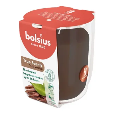 Bolsius Geurglas True Scents Oud Wood Ø73x80 mm 25 uur (6 stuks)