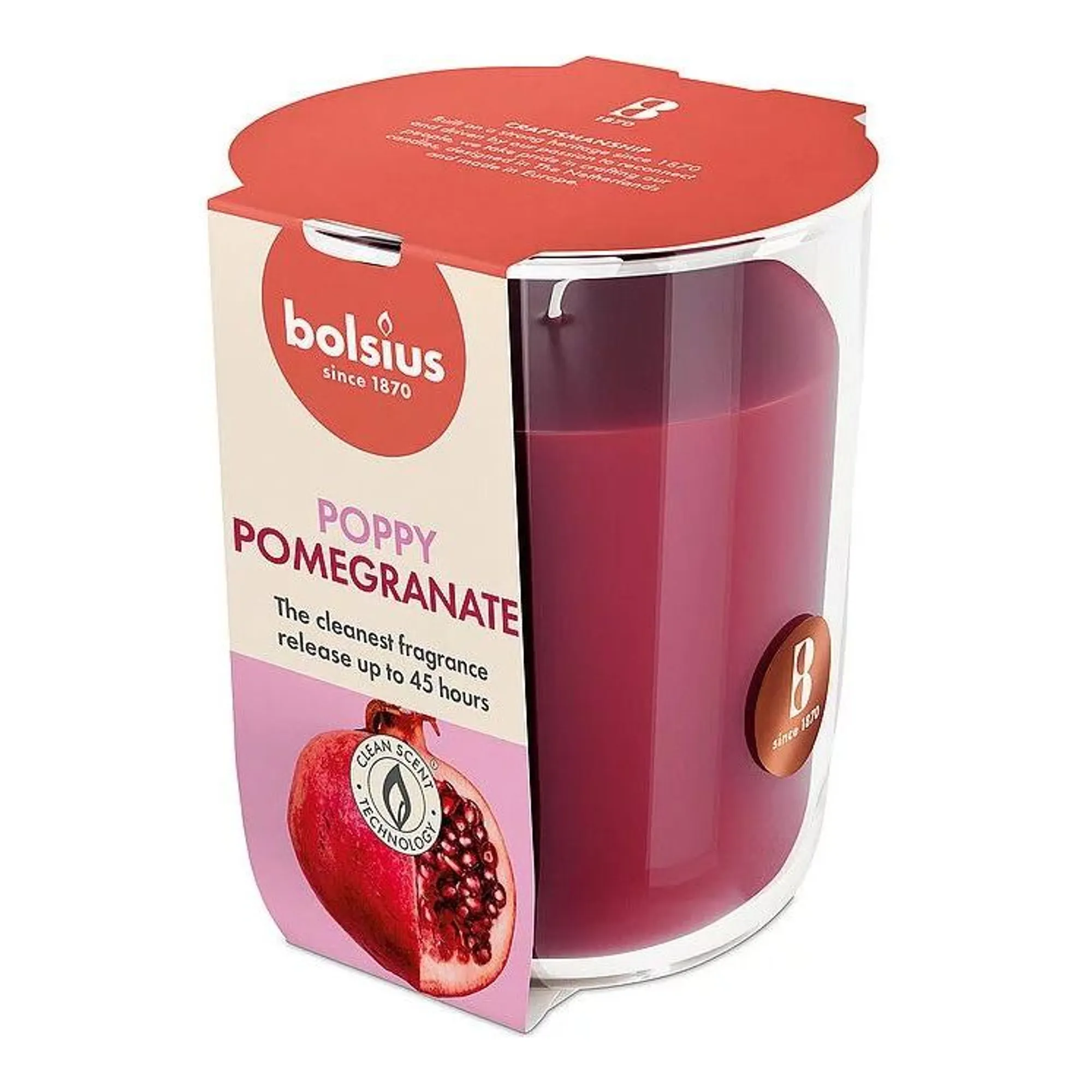Bolsius Geurglas True Scents Pomegranate Ø73x80 mm 25 uur (6 stuks)