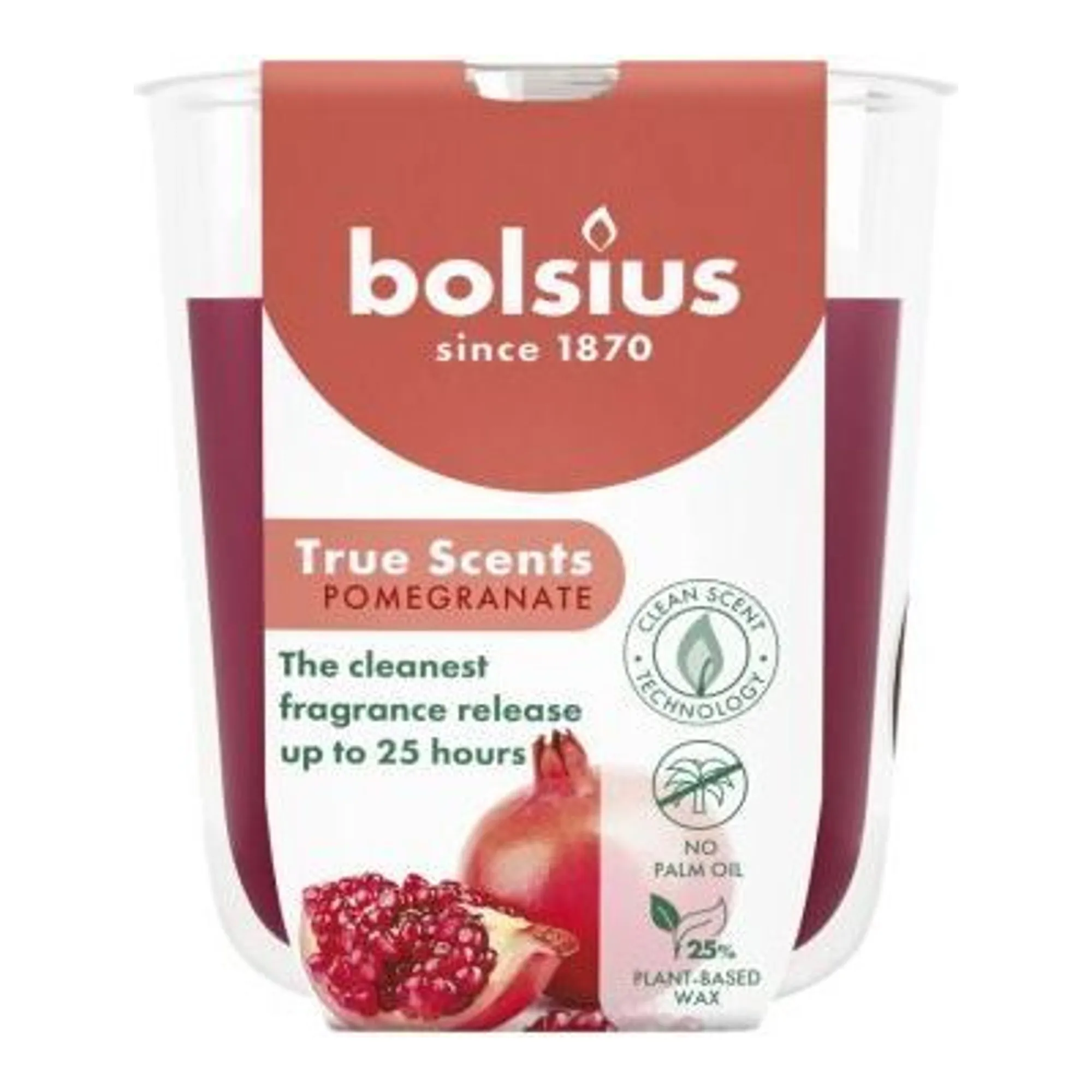 Bolsius Geurglas True Scents Pomegranate Ø73x80 mm 25 uur (6 stuks)