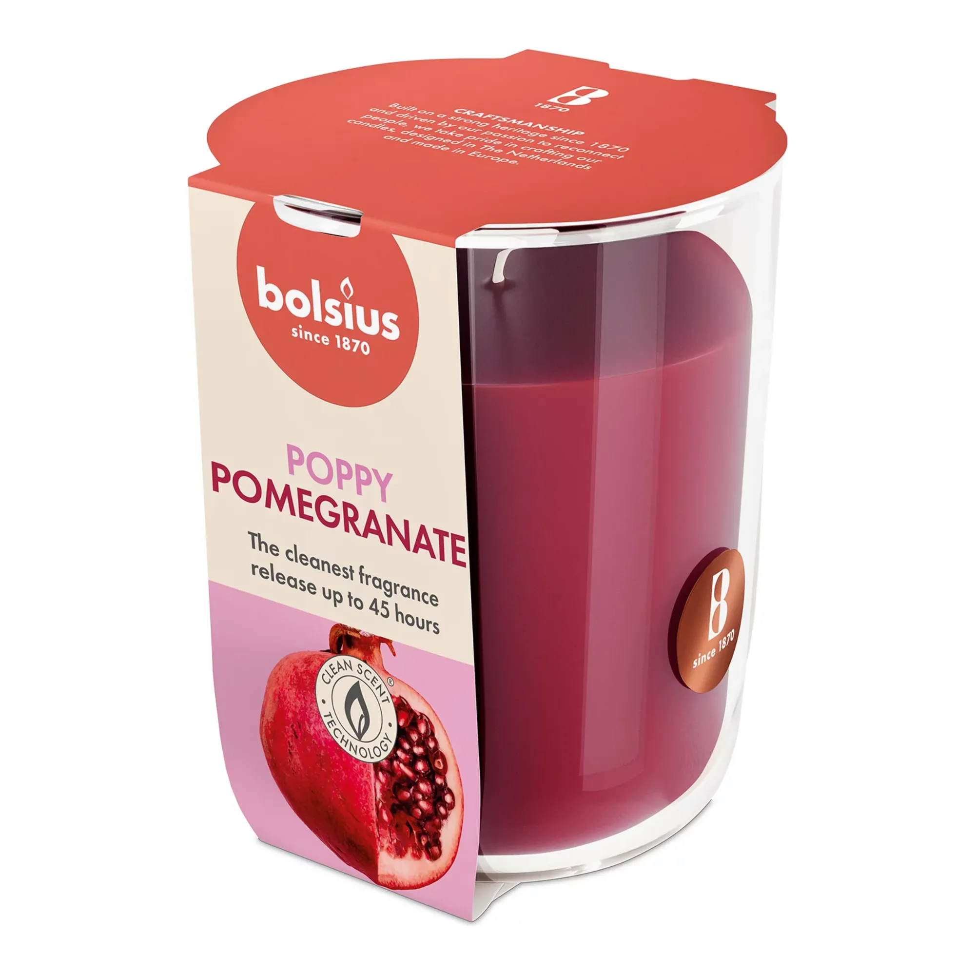 Bolsius Geurglas True Scents Pomegranate Ø85x97 mm 45 uur (4 stuks)