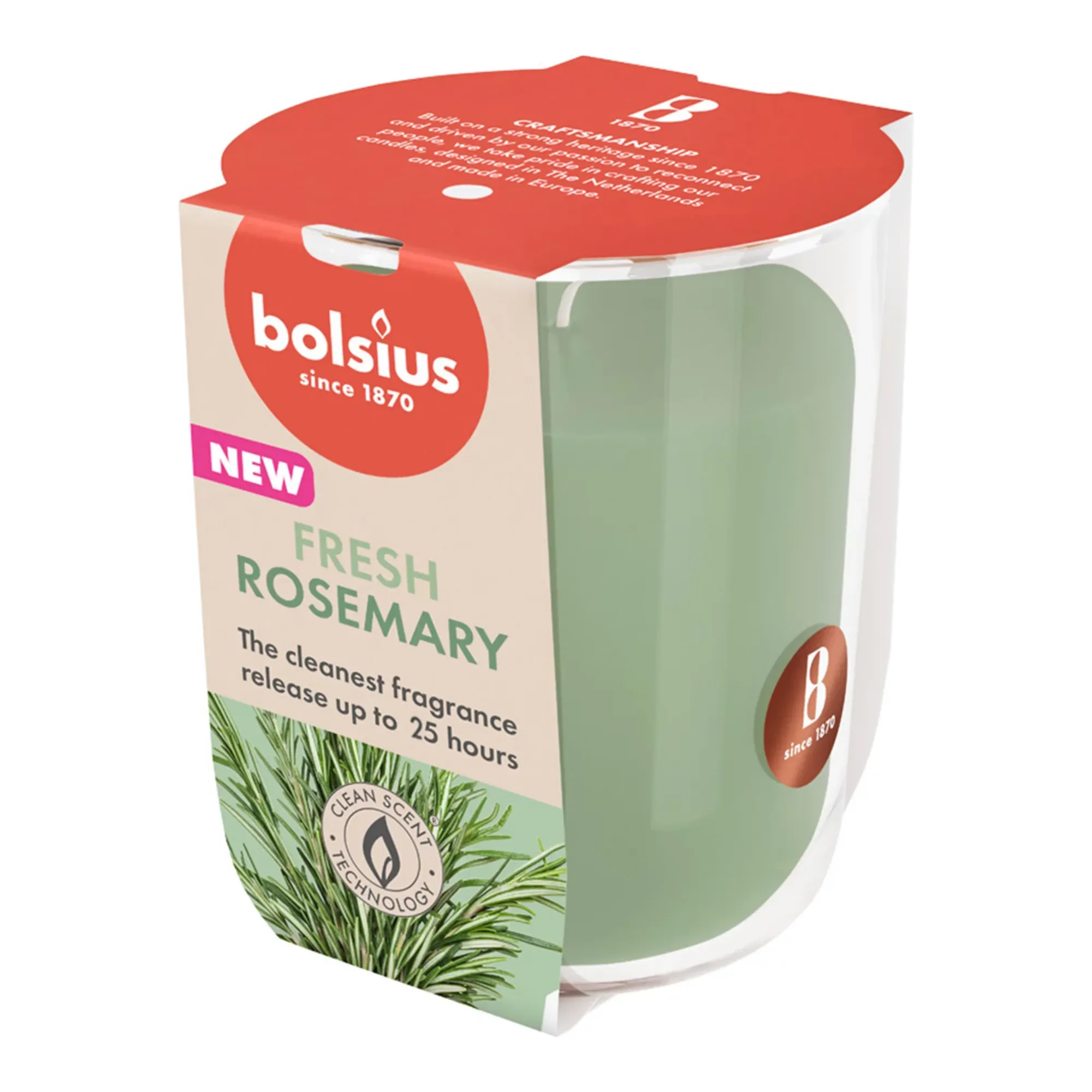 Bolsius Geurglas True Scents Rosemary Ø73x80 mm 25 uur (6 stuks)