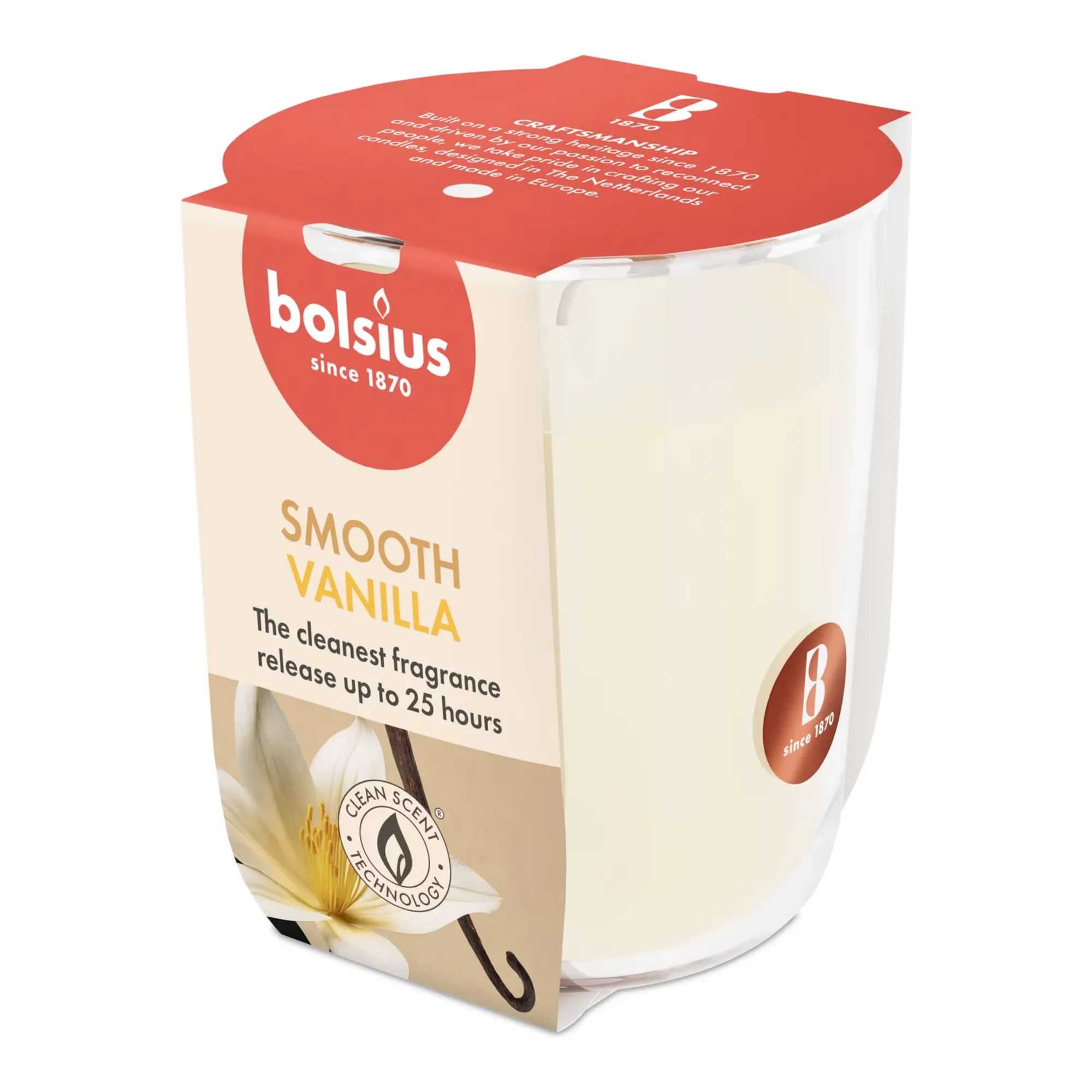 Bolsius Geurglas True Scents Vanilla Ø73x80 mm 25 uur (6 stuks)