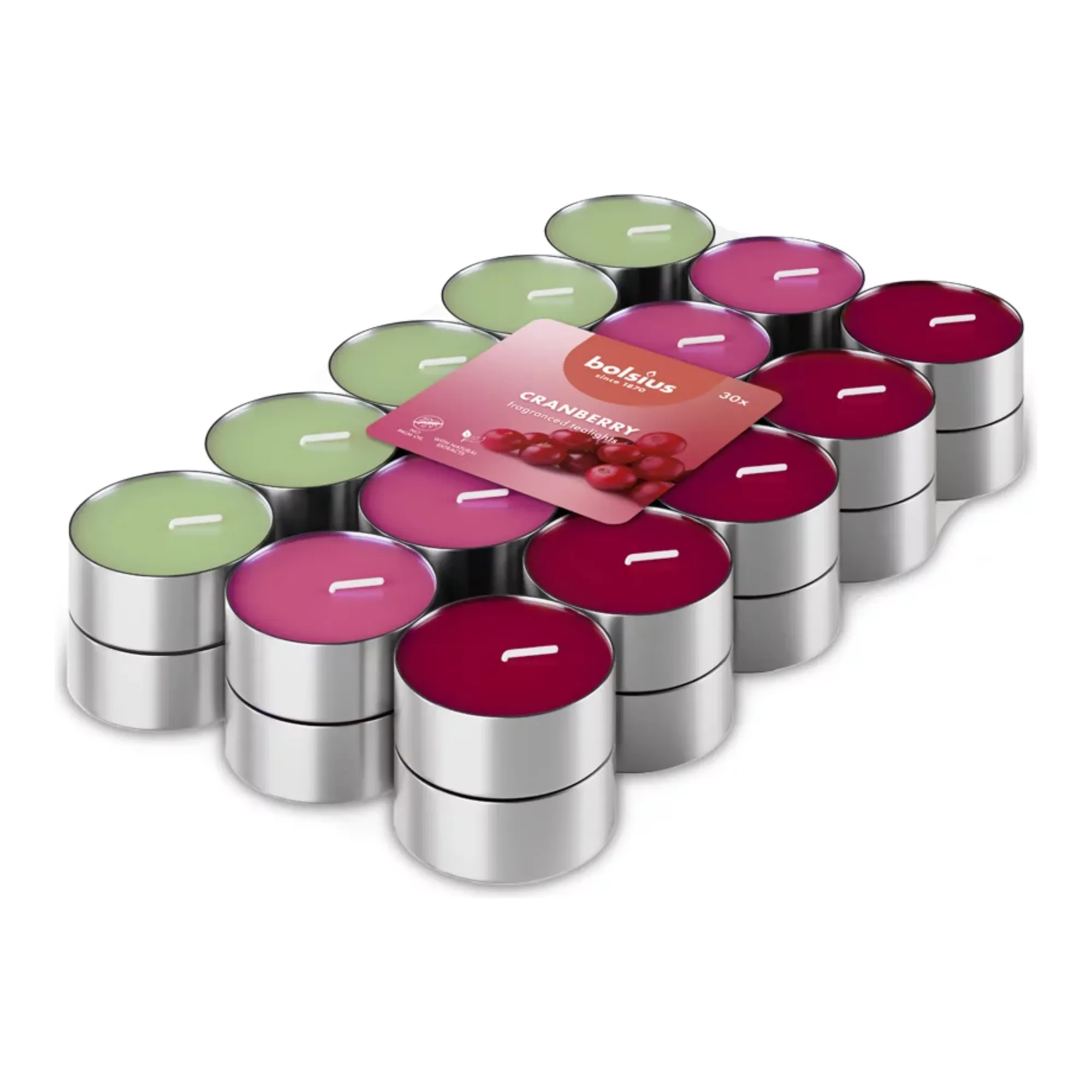 Bolsius Geurtheelichten Cranberry Ø38x16 mm 3,5 uur (8x 30 stuks)