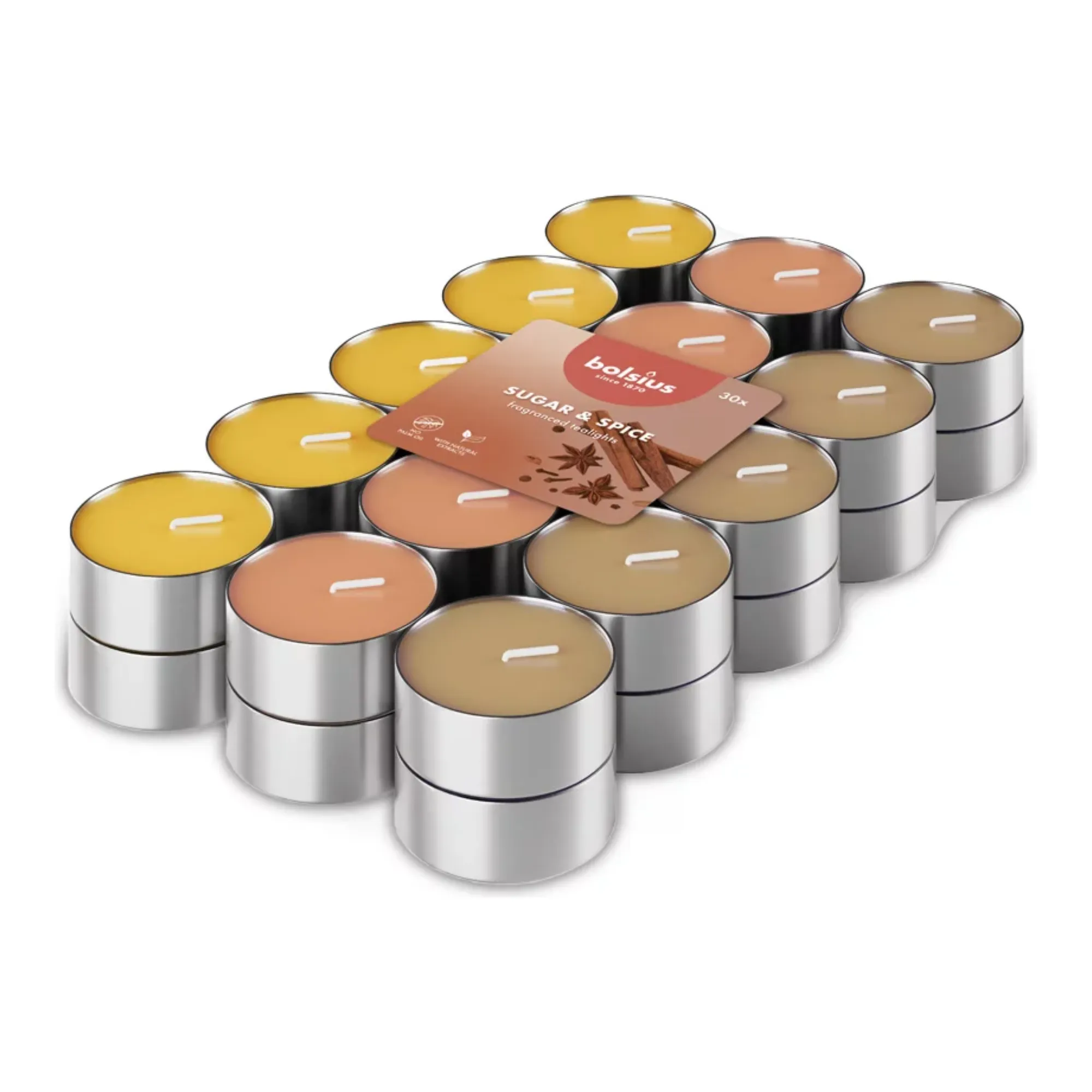 Bolsius Geurtheelichten Sugar & Spice Ø38x16 mm 3,5 uur (8x 30 stuks)