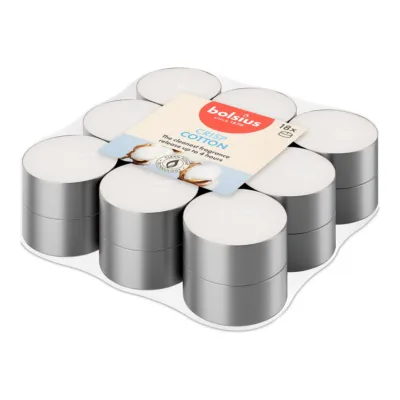 Bolsius Geurtheelichten True Scents Fresh Cotton Ø38x18mm 4 uur (144x)