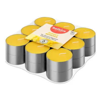 Bolsius Geurtheelichten True Scents Mimosa Ø38x18 mm 4 uur (8x 18 stuks)