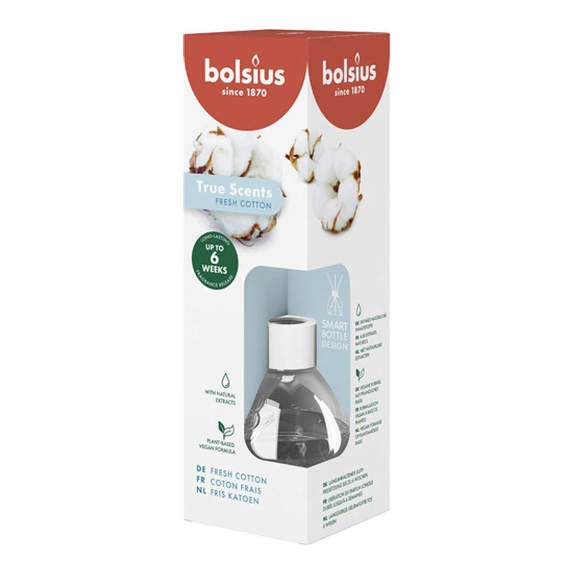 Bolsius Geurverspreiders 60 ml True Scents Fresh Cotton (6 stuks)