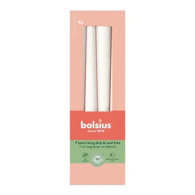 Bolsius Gotische Kaarsen Cloudy White Ø24x245 mm 7 uur (8x 4 stuks)