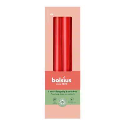 Bolsius Gotische Kaarsen Delicate Red Ø24x245 mm 7 uur (8x 4 stuks)