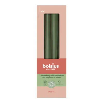 Bolsius Gotische Kaarsen Metallic Green Ø24x245 mm 7 uur (8x 4 stuks)