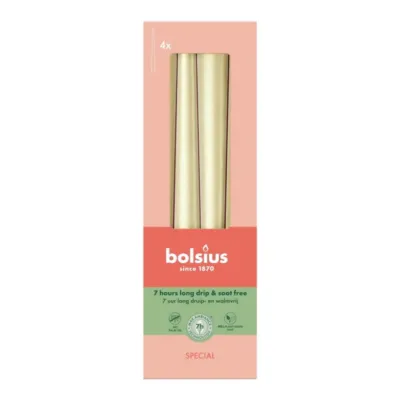 Bolsius Gotische Kaarsen Metallic White Silver Ø24x245 mm 7 uur (8x 4 stuks)