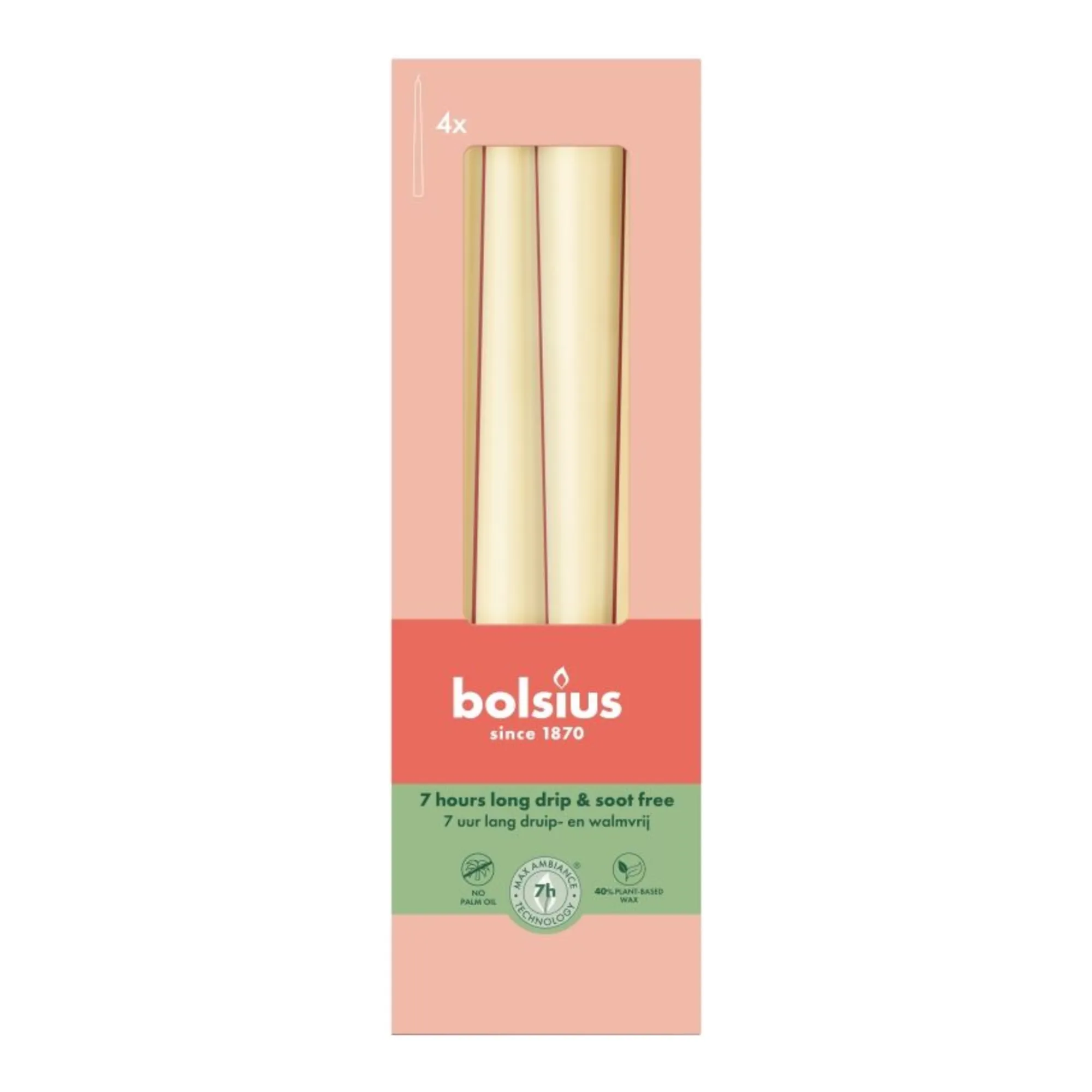 Bolsius Gotische Kaarsen Oat Beige Ø24x245 mm 7 uur (8x 4 stuks)