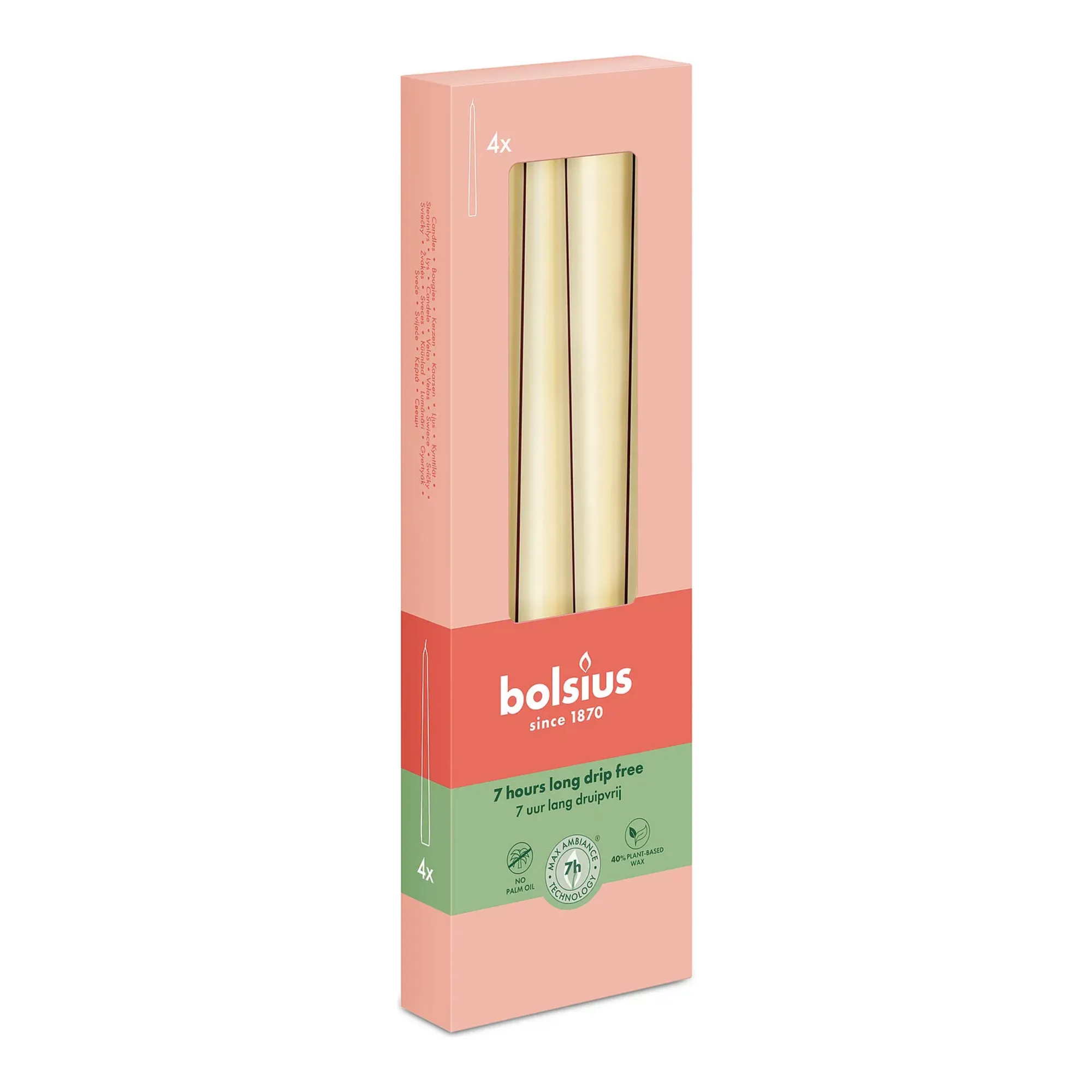 Bolsius Gotische Kaarsen Oat Beige Ø24x245 mm 7 uur (8x 4 stuks)