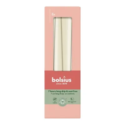 Bolsius Gotische Kaarsen Soft Pearl Ø24x245 mm 7 uur (8x 4 stuks)