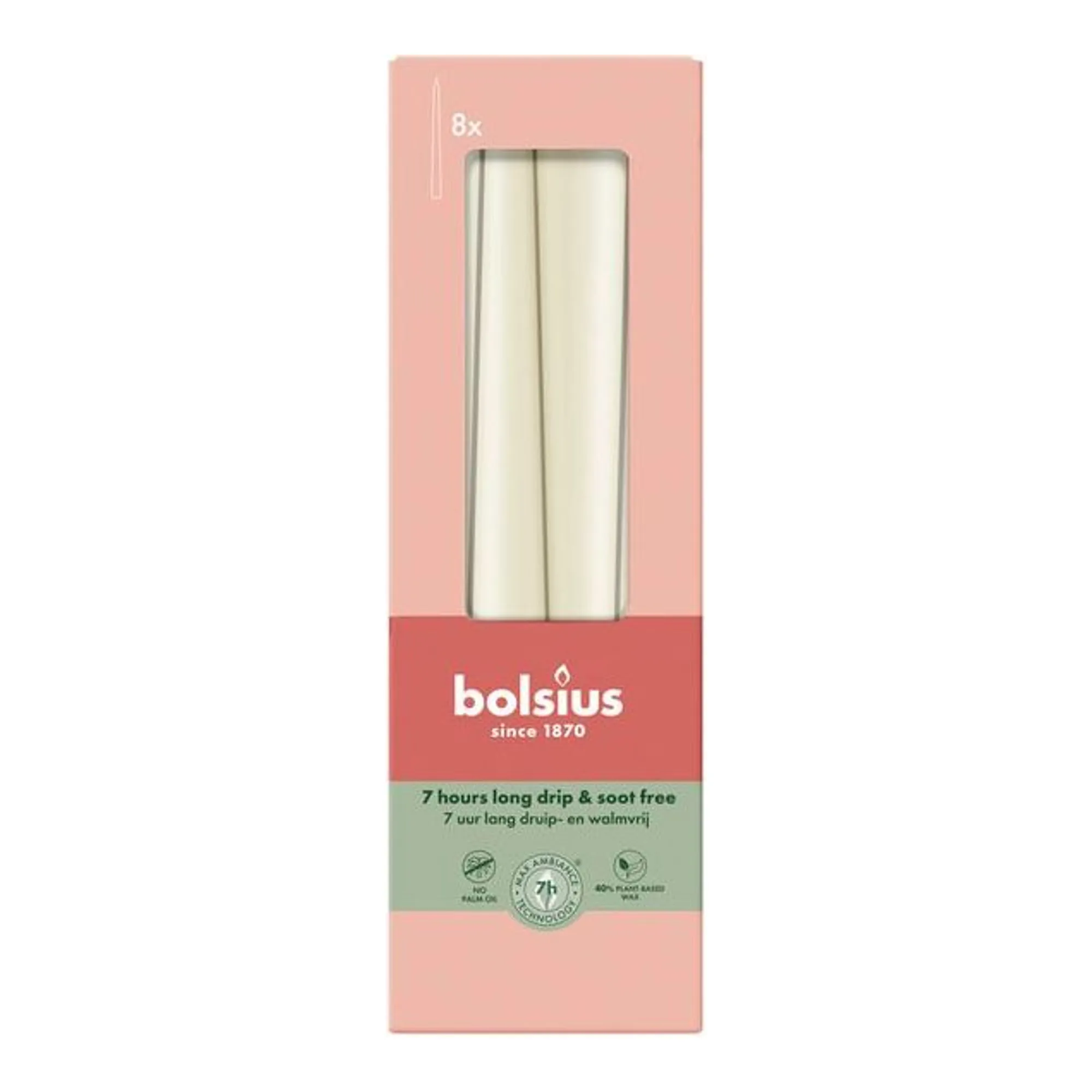 Bolsius Gotische Kaarsen Soft Pearl Ø24x245 mm 7 uur (8x 4 stuks)