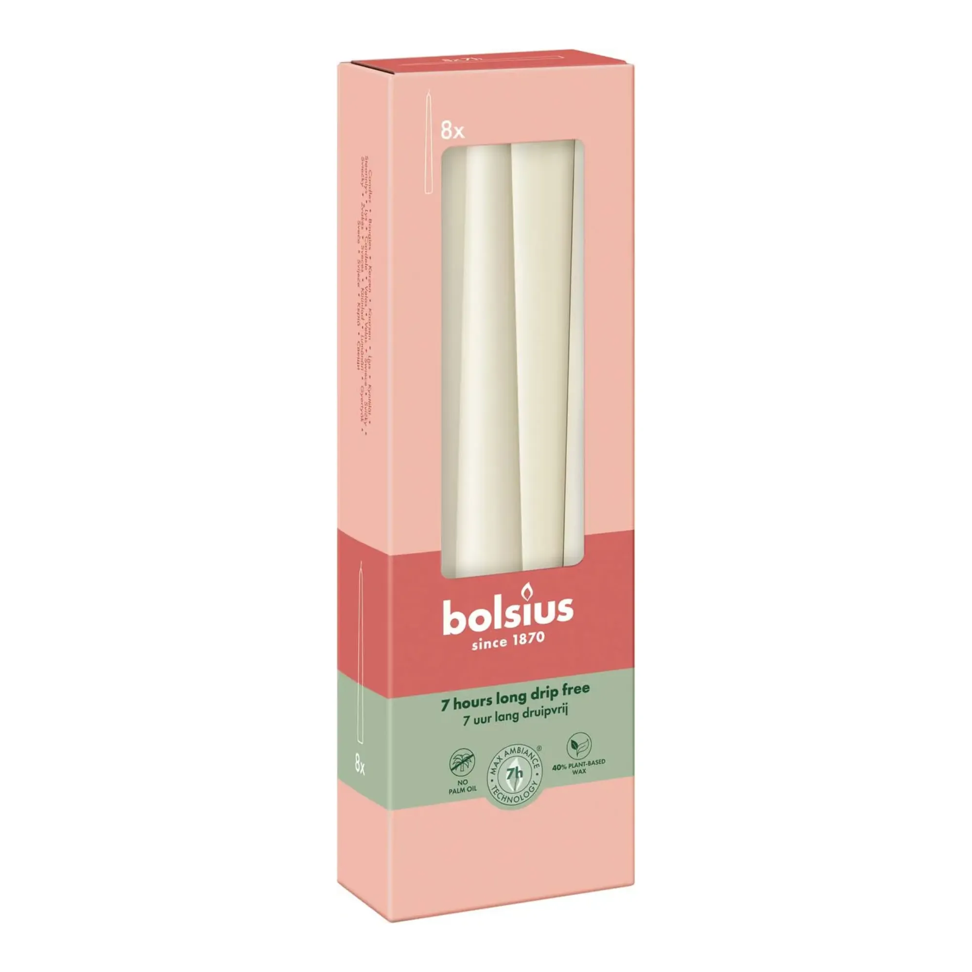 Bolsius Gotische Kaarsen Soft Pearl Ø24x245 mm 7 uur (8x 4 stuks)