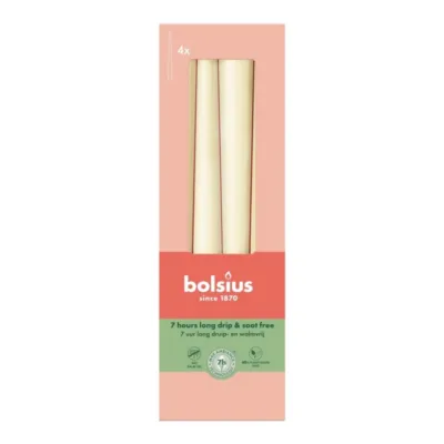 Bolsius Gotische Kaarsen Soft Pearl Ø24x245 mm 7 uur (8x 4 stuks)