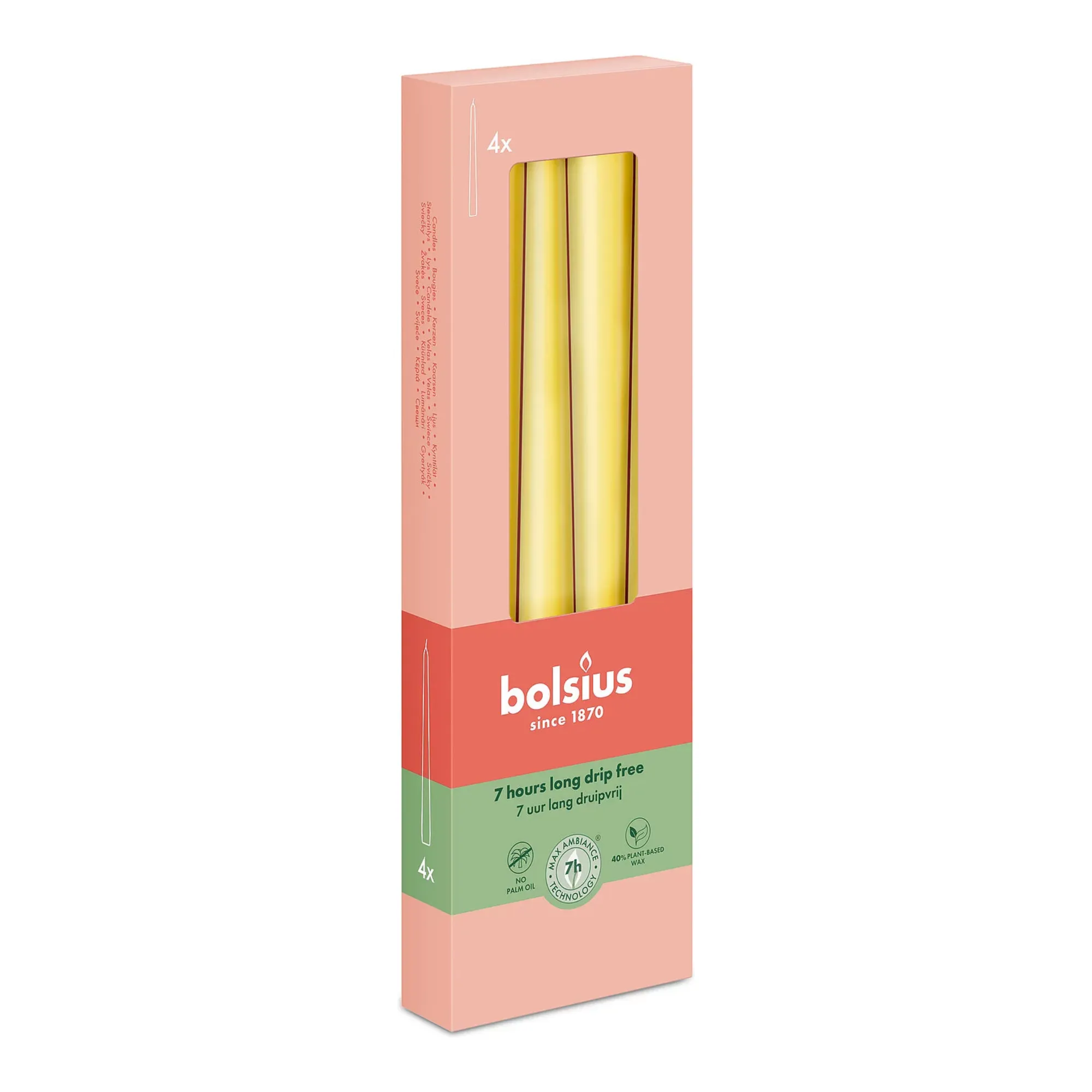 Bolsius Gotische Kaarsen Sunny Yellow Ø24x245 mm 7 uur (8x 4 stuks)