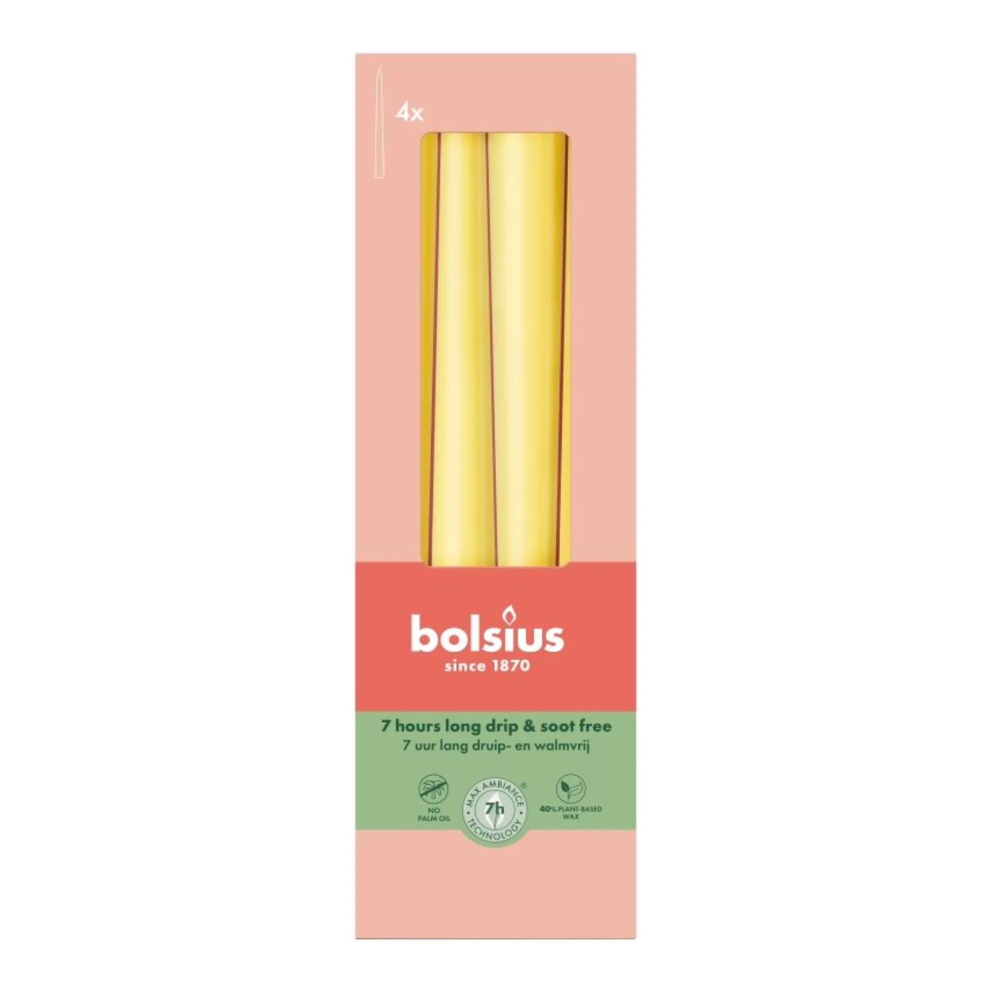 Bolsius Gotische Kaarsen Sunny Yellow Ø24x245 mm 7 uur (8x 4 stuks)