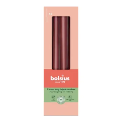 Bolsius Gotische Kaarsen Velvet Red Ø24x245 mm 7 uur (8x 4 stuks)