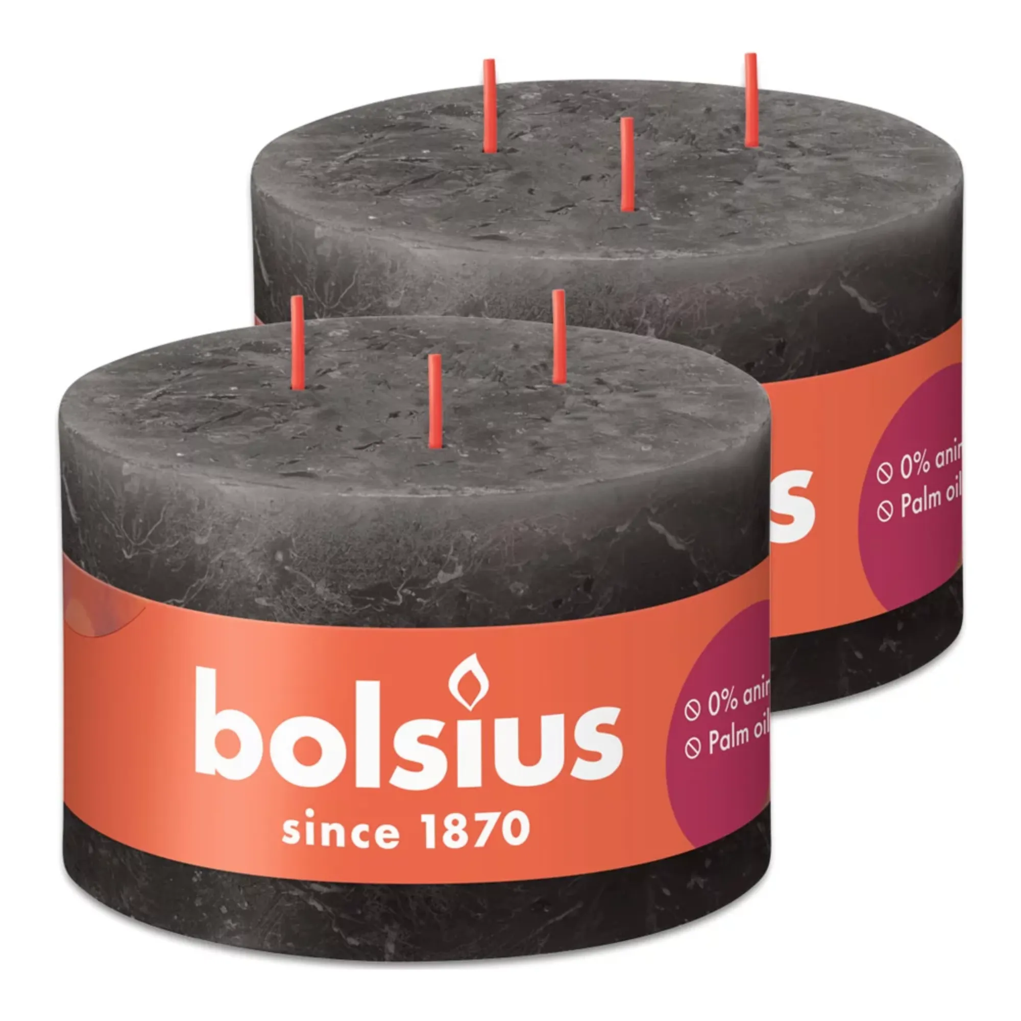 Bolsius Kaars 3 Lonten Stormy Grey Ø140x90 mm 57 uur (2 stuks)