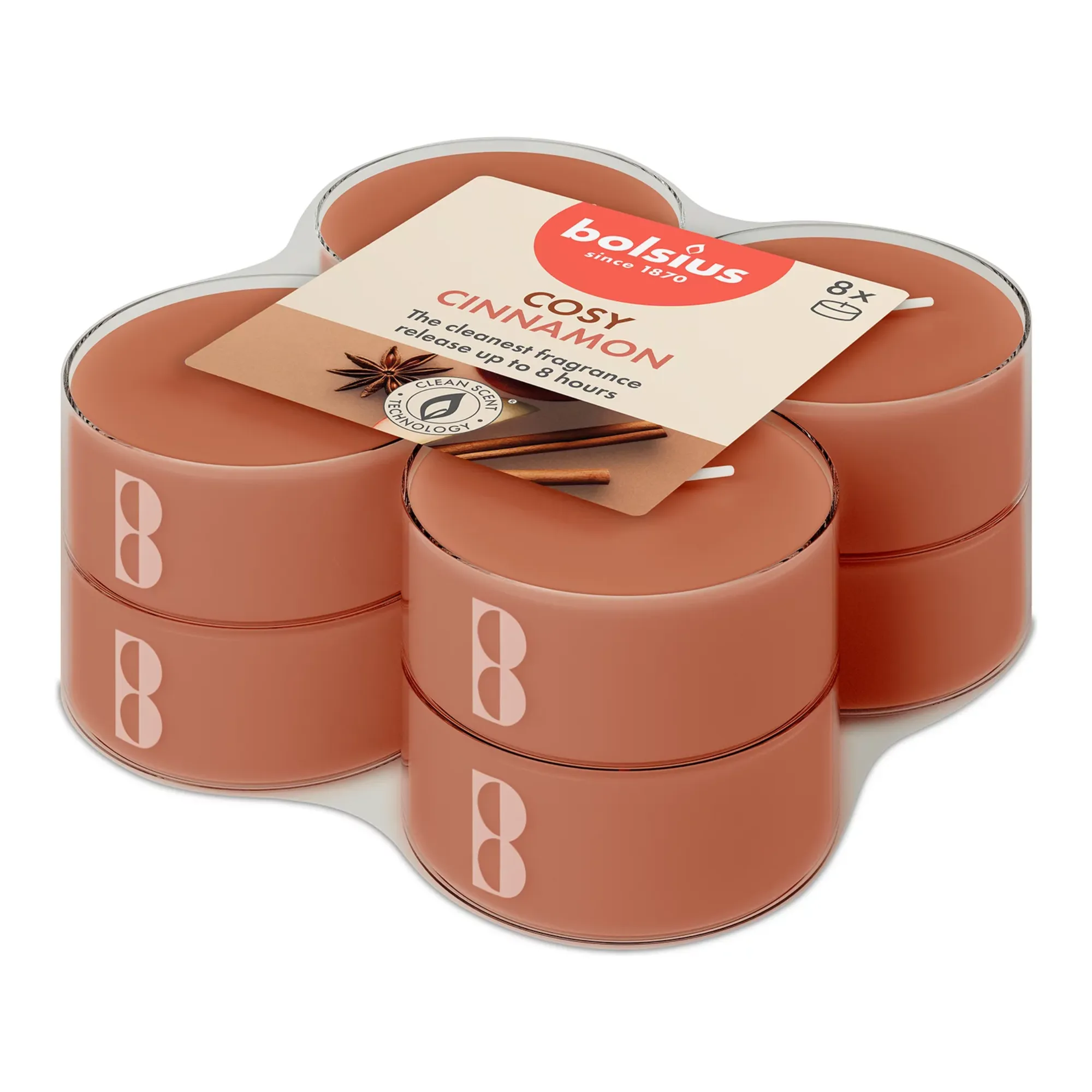 Bolsius Maxilichten True Scents Apple Cinnamon Ø58x24 mm 8 uur (6x 8 stuks)
