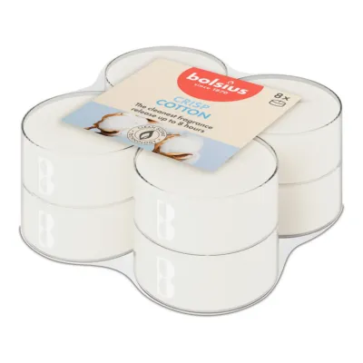 Bolsius Maxilichten True Scents Fresh Cotton Ø58x24 mm 8 uur (6x 8 stuks)