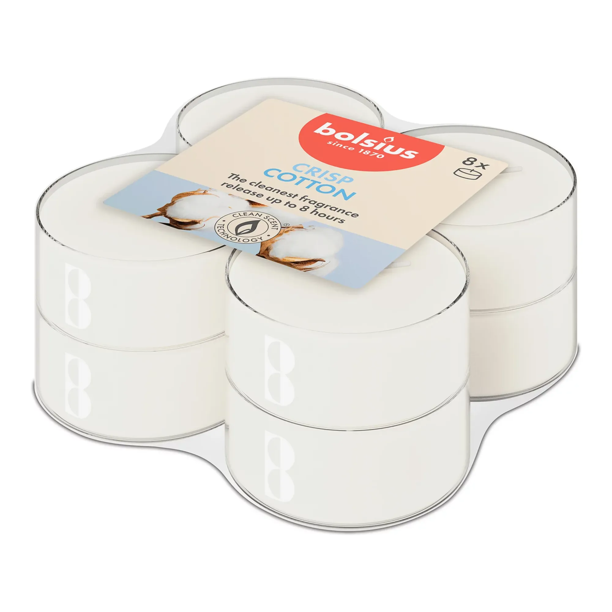 Bolsius Maxilichten True Scents Fresh Cotton Ø58x24 mm 8 uur (6x 8 stuks)