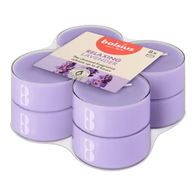 Bolsius Maxilichten True Scents Lavender Ø58x24 mm 8 uur (6x 8 stuks)
