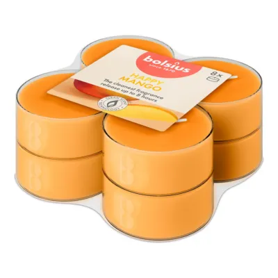 Bolsius Maxilichten True Scents Mango Ø58x24 mm 8 uur (6x 8 stuks)