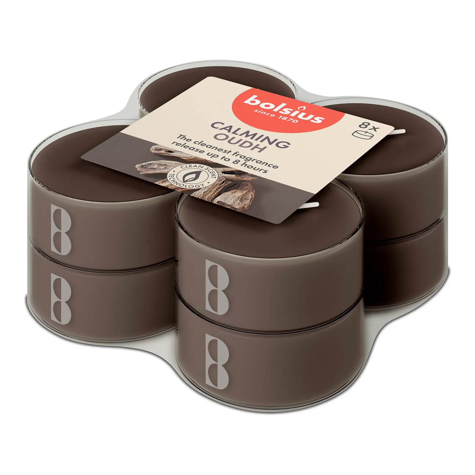 Bolsius Maxilichten True Scents Oud Wood Ø58x24 mm 8 uur (6x 8 stuks)