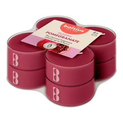 Bolsius Maxilichten True Scents Pomegranate Ø58x24 mm 8 uur (6x 8 stuks)