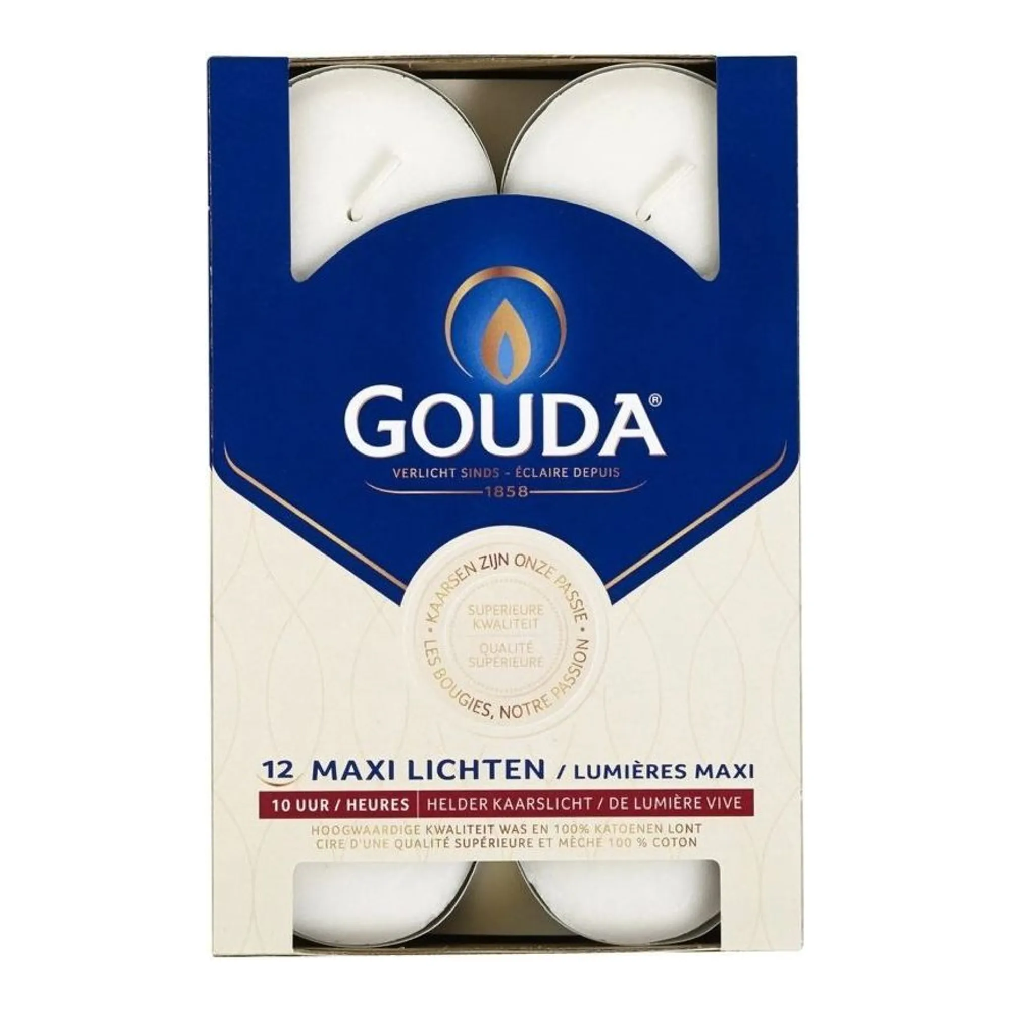 Bolsius Maxilichten White Ø60x24 mm 10 uur (6x 12 stuks)