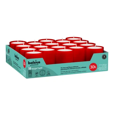 Bolsius Professional Relight Navullingen Rood Ø52x64 mm 30 uur (4x 18 stuks)
