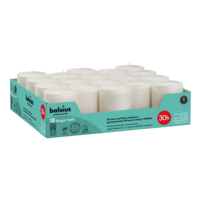 Bolsius Professional Relight Navullingen Wit Ø52x64 mm 30 uur (4x 18 stuks)