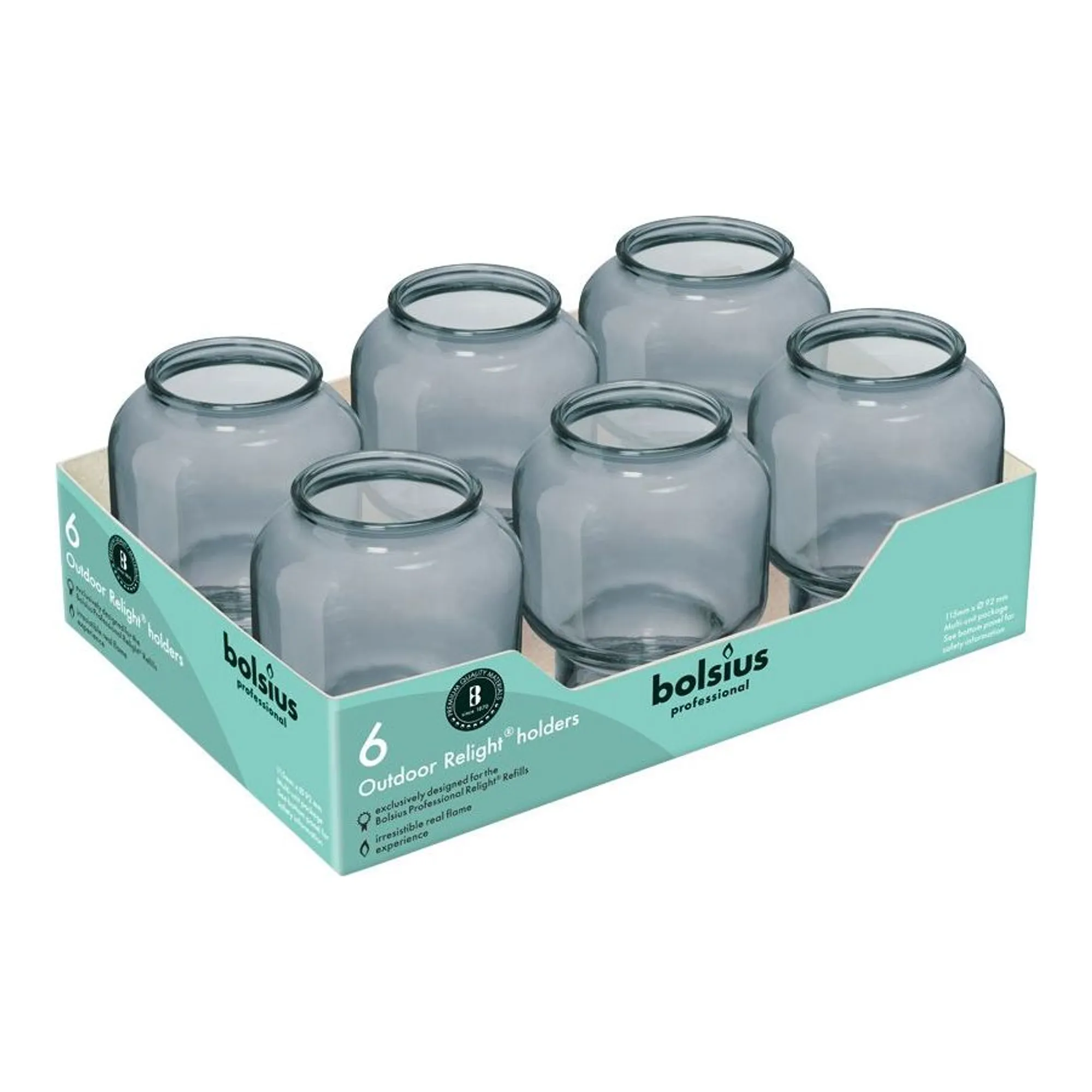 Bolsius Relight Houder Sphere Grijs (6 stuks)