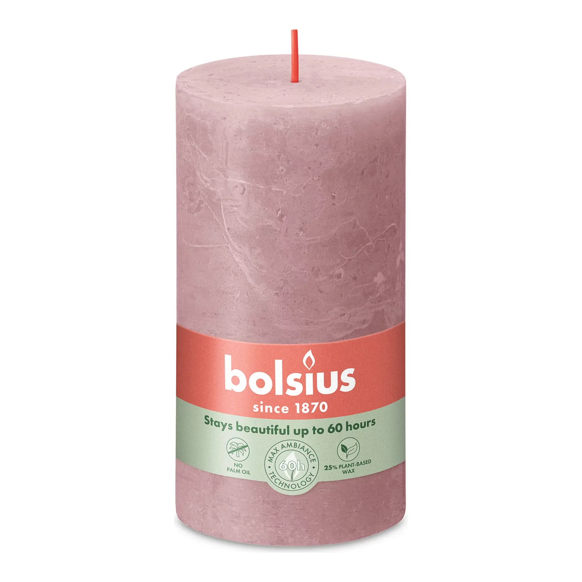 Bolsius Rustiek Stompkaars Ash Rose Ø68x130 mm 60 uur (4 stuks)