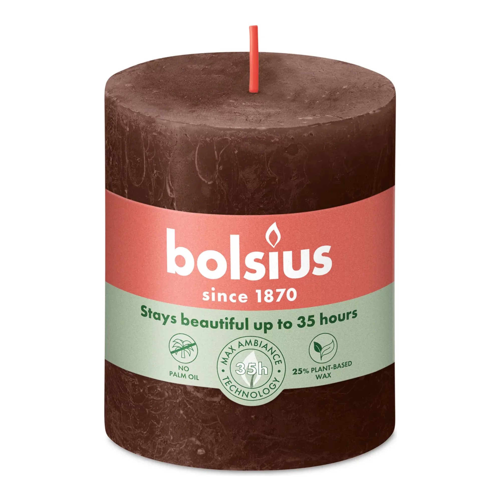 Bolsius Rustiek Stompkaars Chocolate Brown Ø68x80 mm 30 uur (4 stuks)