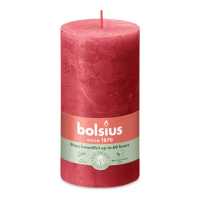 Bolsius Rustiek Stompkaars Delicate Red Ø68x130 mm 60 uur (4 stuks)