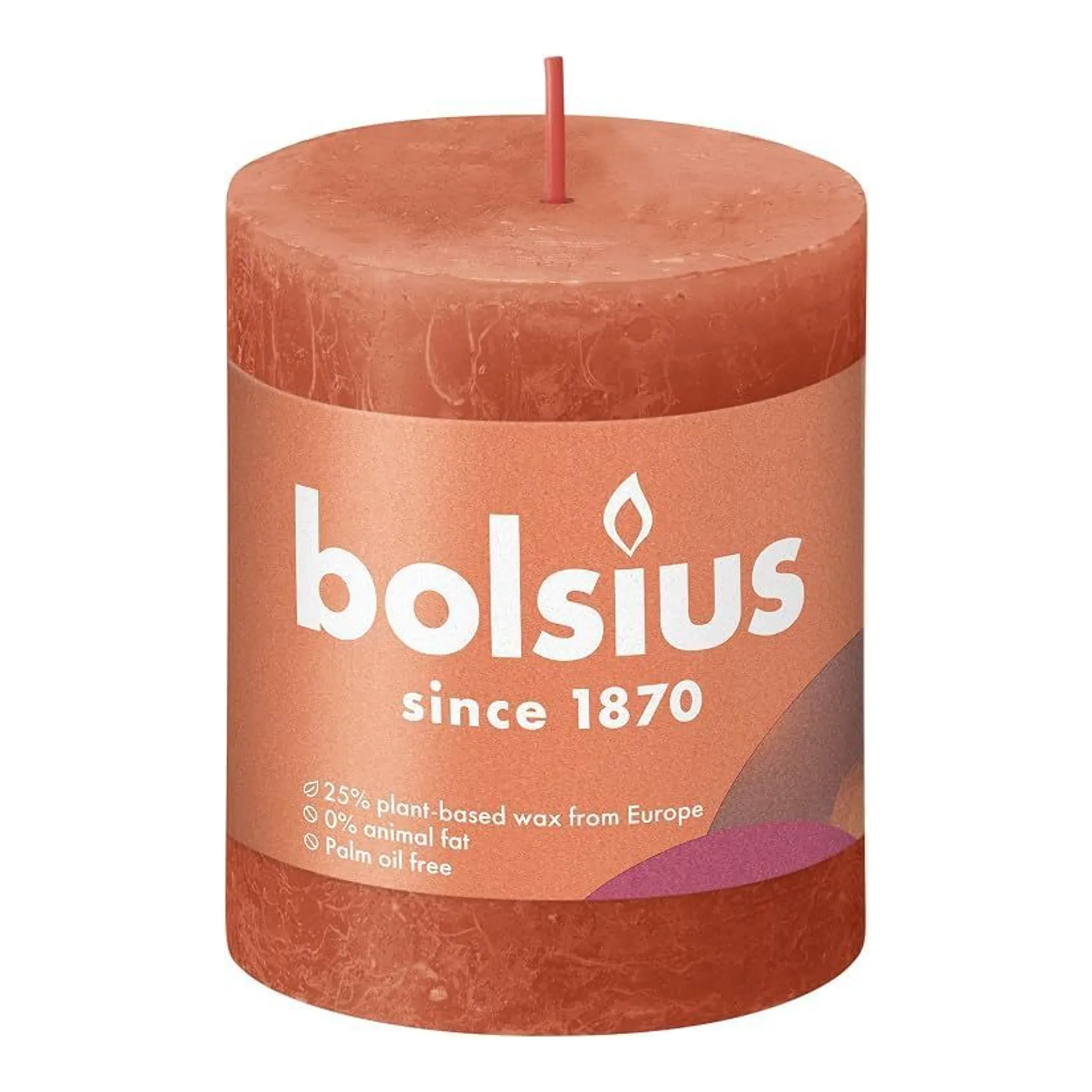 Bolsius Rustiek Stompkaars Earthy Orange Ø68x80 mm 30 uur (4 stuks)