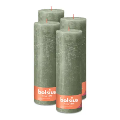 Bolsius Rustiek Stompkaars Fresh Olive Ø100x300 mm 200 uur (4 stuks)