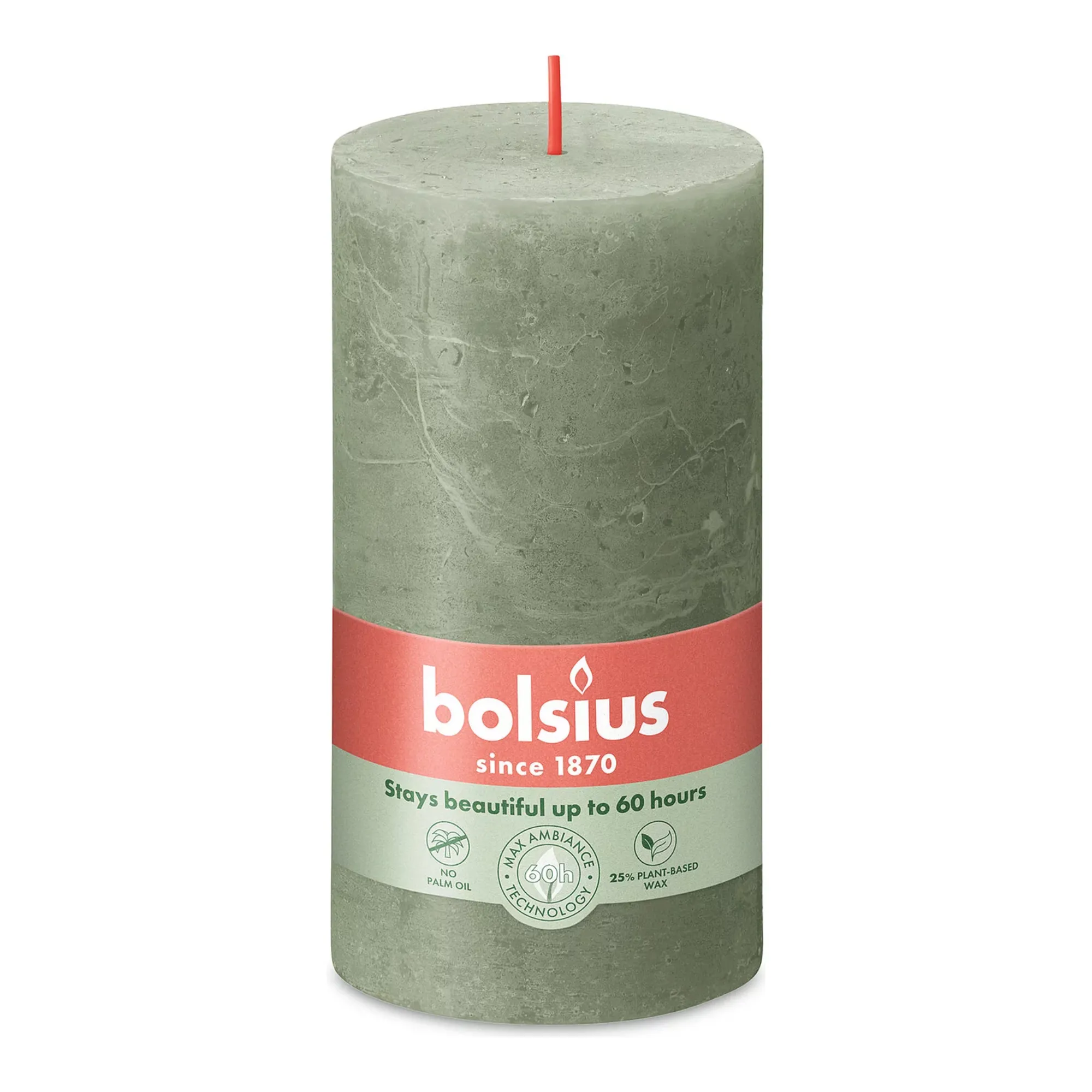 Bolsius Rustiek Stompkaars Fresh Olive Ø68x130 mm 60 uur (4 stuks)